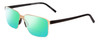 Profile View of Porsche Designs P8313-B Designer Polarized Reading Sunglasses with Custom Cut Powered Green Mirror Lenses in Satin Gold Black Unisex Square Full Rim Metal 57 mm