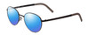 Profile View of Porsche Designs P8315-A Designer Polarized Sunglasses with Custom Cut Blue Mirror Lenses in Satin Black Grey Unisex Round Full Rim Metal 52 mm