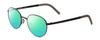 Profile View of Porsche Designs P8315-A Designer Polarized Reading Sunglasses with Custom Cut Powered Green Mirror Lenses in Satin Black Grey Unisex Round Full Rim Metal 52 mm