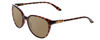Profile View of Smith Optics Cheetah Designer Polarized Sunglasses with Custom Cut Amber Brown Lenses in Tortoise Havana Brown Gold Ladies Round Full Rim Acetate 54 mm