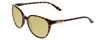 Profile View of Smith Optics Cheetah Designer Polarized Reading Sunglasses with Custom Cut Powered Sun Flower Yellow Lenses in Tortoise Havana Brown Gold Ladies Round Full Rim Acetate 54 mm