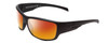 Profile View of Smith Optics Frontman Designer Polarized Sunglasses with Custom Cut Red Mirror Lenses in Matte Black Unisex Wrap Full Rim Acetate 61 mm