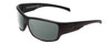 Profile View of Smith Optics Frontman Designer Polarized Reading Sunglasses with Custom Cut Powered Smoke Grey Lenses in Matte Black Unisex Wrap Full Rim Acetate 61 mm