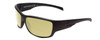 Profile View of Smith Optics Frontman Designer Polarized Reading Sunglasses with Custom Cut Powered Sun Flower Yellow Lenses in Matte Black Unisex Wrap Full Rim Acetate 61 mm