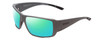 Profile View of Smith Optics Guides Choice Designer Polarized Reading Sunglasses with Custom Cut Powered Green Mirror Lenses in Matte Cement Grey Unisex Rectangle Full Rim Acetate 63 mm