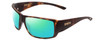Profile View of Smith Optics Guides Choice Designer Polarized Reading Sunglasses with Custom Cut Powered Green Mirror Lenses in Matte Tortoise Havana Gold Unisex Rectangle Full Rim Acetate 63 mm