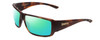 Profile View of Smith Optics Guides Choice Designer Polarized Reading Sunglasses with Custom Cut Powered Green Mirror Lenses in Matte Tortoise Havana Gold Unisex Rectangle Full Rim Acetate 62 mm