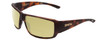 Profile View of Smith Optics Guides Choice Designer Polarized Reading Sunglasses with Custom Cut Powered Sun Flower Yellow Lenses in Matte Tortoise Havana Gold Unisex Rectangle Full Rim Acetate 62 mm