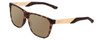 Profile View of Smith Optics Lowdown Steel Designer Polarized Reading Sunglasses with Custom Cut Powered Amber Brown Lenses in Matte Tortoise Havana Gold Unisex Classic Full Rim Acetate 59 mm