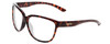 Profile View of Smith Optics Monterey Designer Blue Light Blocking Eyeglasses in Tortoise Havana Brown Gold Ladies Cateye Full Rim Acetate 58 mm