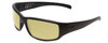 Profile View of Smith Optics Prospect Designer Polarized Reading Sunglasses with Custom Cut Powered Sun Flower Yellow Lenses in Matte Black Unisex Wrap Full Rim Acetate 61 mm