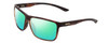 Profile View of Smith Optics Riptide Designer Polarized Reading Sunglasses with Custom Cut Powered Green Mirror Lenses in Matte Tortoise Havana Gold Unisex Rectangle Full Rim Acetate 61 mm