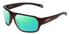 Profile View of Smith Optics Deckboss Designer Polarized Reading Sunglasses with Custom Cut Powered Green Mirror Lenses in Matte Tortoise Havana Brown Gold Unisex Rectangle Full Rim Acetate 63 mm