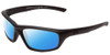 Profile View of Smith Optics Director Designer Polarized Sunglasses with Custom Cut Blue Mirror Lenses in Black Unisex Rectangle Full Rim Acetate 60 mm