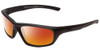 Profile View of Smith Optics Director Designer Polarized Sunglasses with Custom Cut Red Mirror Lenses in Black Unisex Rectangle Full Rim Acetate 60 mm