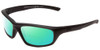 Profile View of Smith Optics Director Designer Polarized Reading Sunglasses with Custom Cut Powered Green Mirror Lenses in Black Unisex Rectangle Full Rim Acetate 60 mm