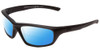 Profile View of Smith Optics Director Designer Polarized Reading Sunglasses with Custom Cut Powered Blue Mirror Lenses in Black Unisex Rectangle Full Rim Acetate 60 mm