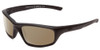 Profile View of Smith Optics Director Designer Polarized Sunglasses with Custom Cut Amber Brown Lenses in Black Unisex Rectangle Full Rim Acetate 60 mm