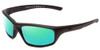 Profile View of Smith Optics Director Designer Polarized Reading Sunglasses with Custom Cut Powered Green Mirror Lenses in Black Unisex Rectangle Full Rim Acetate 60 mm