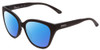 Profile View of Smith Optics Era Designer Polarized Sunglasses with Custom Cut Blue Mirror Lenses in Matte Black Ladies Cateye Full Rim Acetate 55 mm