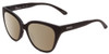 Profile View of Smith Optics Era Designer Polarized Sunglasses with Custom Cut Amber Brown Lenses in Matte Black Ladies Cateye Full Rim Acetate 55 mm