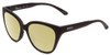 Profile View of Smith Optics Era Designer Polarized Reading Sunglasses with Custom Cut Powered Sun Flower Yellow Lenses in Matte Black Ladies Cateye Full Rim Acetate 55 mm