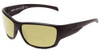 Profile View of Smith Optics Frontman Designer Polarized Reading Sunglasses with Custom Cut Powered Sun Flower Yellow Lenses in Black Unisex Wrap Full Rim Acetate 65 mm