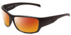 Profile View of Smith Optics Frontman Designer Polarized Sunglasses with Custom Cut Red Mirror Lenses in Matte Black Unisex Wrap Full Rim Acetate 65 mm