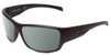 Profile View of Smith Optics Frontman Designer Polarized Reading Sunglasses with Custom Cut Powered Smoke Grey Lenses in Matte Black Unisex Wrap Full Rim Acetate 65 mm