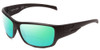 Profile View of Smith Optics Frontman Designer Polarized Reading Sunglasses with Custom Cut Powered Green Mirror Lenses in Matte Black Unisex Wrap Full Rim Acetate 65 mm