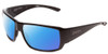 Profile View of Smith Optics Guides Choice Designer Polarized Sunglasses with Custom Cut Blue Mirror Lenses in Gloss Black Unisex Rectangle Full Rim Acetate 62 mm