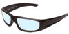 Profile View of Smith Optics Hudson Designer Blue Light Blocking Eyeglasses in Black Unisex Rectangle Full Rim Acetate 59 mm
