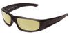Profile View of Smith Optics Hudson Designer Polarized Reading Sunglasses with Custom Cut Powered Sun Flower Yellow Lenses in Black Unisex Rectangle Full Rim Acetate 59 mm