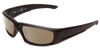 Profile View of Smith Optics Hudson Designer Polarized Sunglasses with Custom Cut Amber Brown Lenses in Black Unisex Rectangle Full Rim Acetate 59 mm