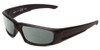 Profile View of Smith Optics Hudson Designer Polarized Reading Sunglasses with Custom Cut Powered Smoke Grey Lenses in Black Unisex Rectangle Full Rim Acetate 59 mm