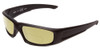 Profile View of Smith Optics Hudson Designer Polarized Reading Sunglasses with Custom Cut Powered Sun Flower Yellow Lenses in Black Unisex Rectangle Full Rim Acetate 59 mm