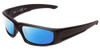 Profile View of Smith Optics Hudson Designer Polarized Reading Sunglasses with Custom Cut Powered Blue Mirror Lenses in Black Unisex Rectangle Full Rim Acetate 59 mm