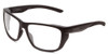 Profile View of Smith Optic Longfin Elite Unisex Wrap Designer Sunglasses Matte Black/CLEAR 59mm
