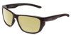 Profile View of Smith Optics Longfin Elite Designer Polarized Reading Sunglasses with Custom Cut Powered Sun Flower Yellow Lenses in Matte Black Unisex Wrap Full Rim Acetate 59 mm