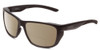 Profile View of Smith Optics Longfin Elite Designer Polarized Reading Sunglasses with Custom Cut Powered Amber Brown Lenses in Matte Black Unisex Wrap Full Rim Acetate 59 mm