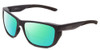 Profile View of Smith Optics Longfin Elite Designer Polarized Reading Sunglasses with Custom Cut Powered Green Mirror Lenses in Matte Deep Ink Navy Blue Cobalt Unisex Wrap Full Rim Acetate 59 mm