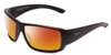 Profile View of Smith Optics Operators Choice Designer Polarized Sunglasses with Custom Cut Red Mirror Lenses in Matte Black Unisex Wrap Full Rim Acetate 62 mm