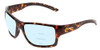 Profile View of Smith Optics Outback Designer Progressive Lens Blue Light Blocking Eyeglasses in Tortoise Havana Gold Unisex Square Full Rim Acetate 59 mm with Blue Light Zone functionality illustration laid over the lens