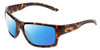 Profile View of Smith Optics Outback Designer Polarized Reading Sunglasses with Custom Cut Powered Blue Mirror Lenses in Tortoise Havana Gold Unisex Square Full Rim Acetate 59 mm