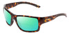 Profile View of Smith Optics Outback Designer Polarized Reading Sunglasses with Custom Cut Powered Green Mirror Lenses in Tortoise Havana Gold Unisex Square Full Rim Acetate 59 mm