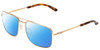 Profile View of Smith Optics Outcome Designer Polarized Reading Sunglasses with Custom Cut Powered Blue Mirror Lenses in Gold Tortoise Unisex Aviator Full Rim Metal 59 mm