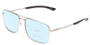 Profile View of Smith Optics Outcome Designer Progressive Lens Blue Light Blocking Eyeglasses in Matte Silver Black Unisex Aviator Full Rim Metal 59 mm with Blue Light Zone functionality illustration laid over the lens