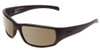 Profile View of Smith Optics Prospect Elite Designer Polarized Reading Sunglasses with Custom Cut Powered Amber Brown Lenses in Black Unisex Wrap Full Rim Acetate 60 mm
