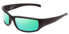 Profile View of Smith Optics Prospect Elite Designer Polarized Reading Sunglasses with Custom Cut Powered Green Mirror Lenses in Black Unisex Wrap Full Rim Acetate 60 mm
