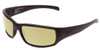 Profile View of Smith Optics Prospect Elite Designer Polarized Reading Sunglasses with Custom Cut Powered Sun Flower Yellow Lenses in Black Unisex Wrap Full Rim Acetate 60 mm